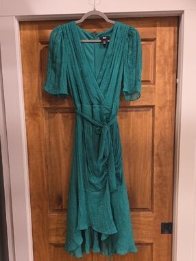 DKNY Kelly Green High-Low Dress with Self Tie